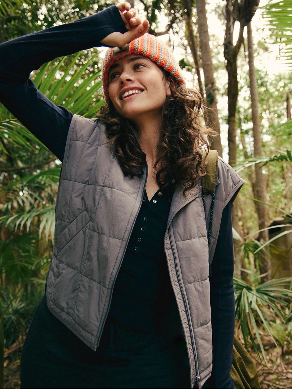 FP movement Pippa Packable Puffer Vest in Light Gray